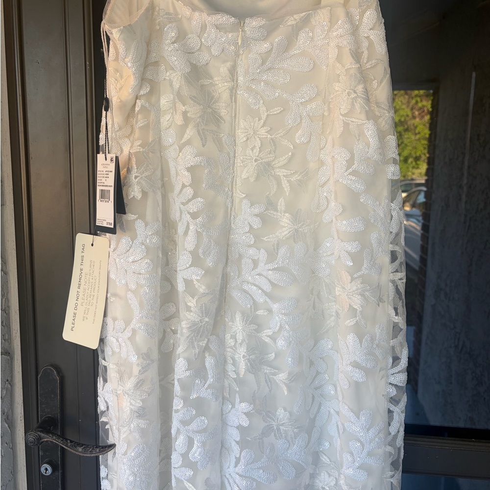 Adrianna Pappell White sequin Lace Square-Neck Sheath Dress - Picture 3 of 4